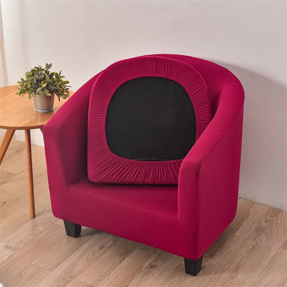 Elastic Club Chair Covers Solid Color Bath Tub Sofa Covers Single Cafe Bar Armchairs Slipcovers with Seat Cushion Cover Home