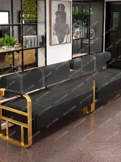 A Barber Shop Sofa Waiting Chair Stainless Steel Office Reception Sofa Chair