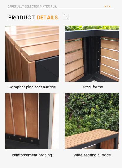Meubles urbains modernes banc de jardin banc en acier inoxydable sièges de parc jardin en bois Patio extérieur bancs en acier inoxydable