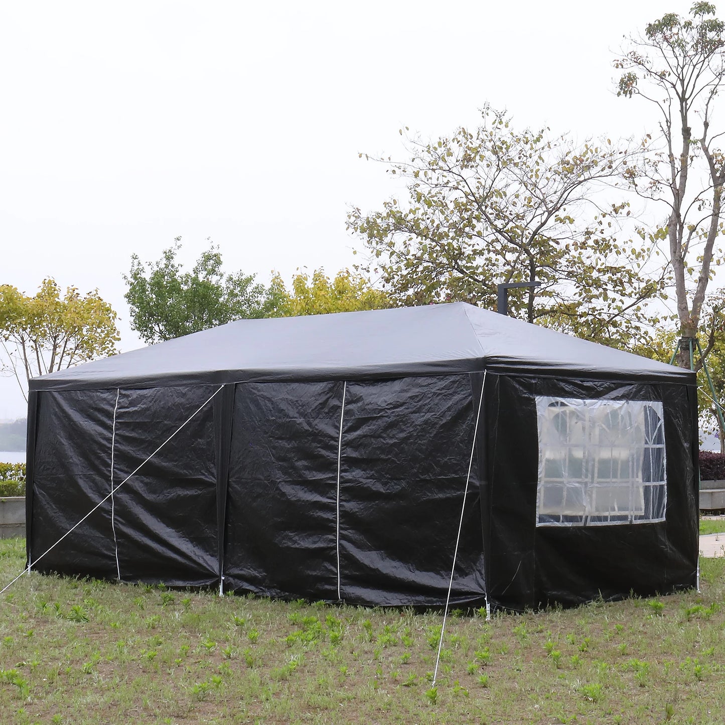 10 x 20 ft Outdoor Party Tent with 6 Removable Sidewalls Waterproof Canopy Patio Wedding Gazebo Heavy Duty Iron Frame Black