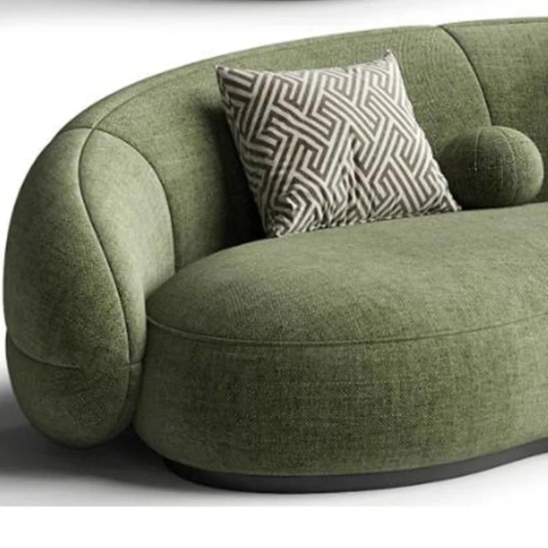 Nordic light luxury curved fabric sofa small apartment living room Internet celebrity model room club modern cashew