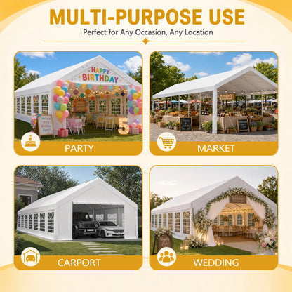 20x50FT Heavy Duty Party Tent Waterproof Wedding Canopy Tent Transparent Windows Double Doors Steel Frame For Outdoor Event Market Carport