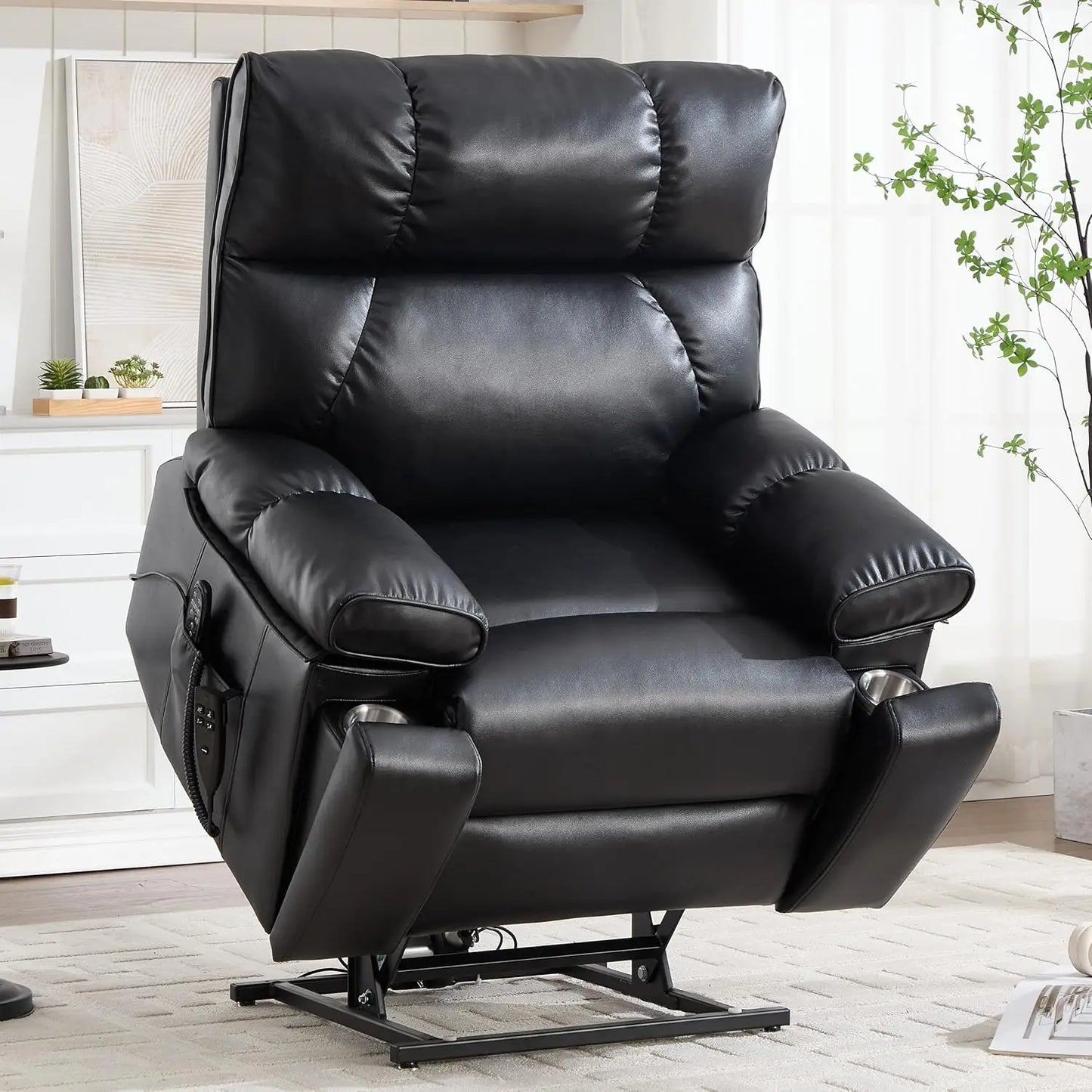 Dual Motor Power Lift Chair for Elderly with Vibration Massage and Lumbar Heating for Living Room, Electric Lay Flat Recliner