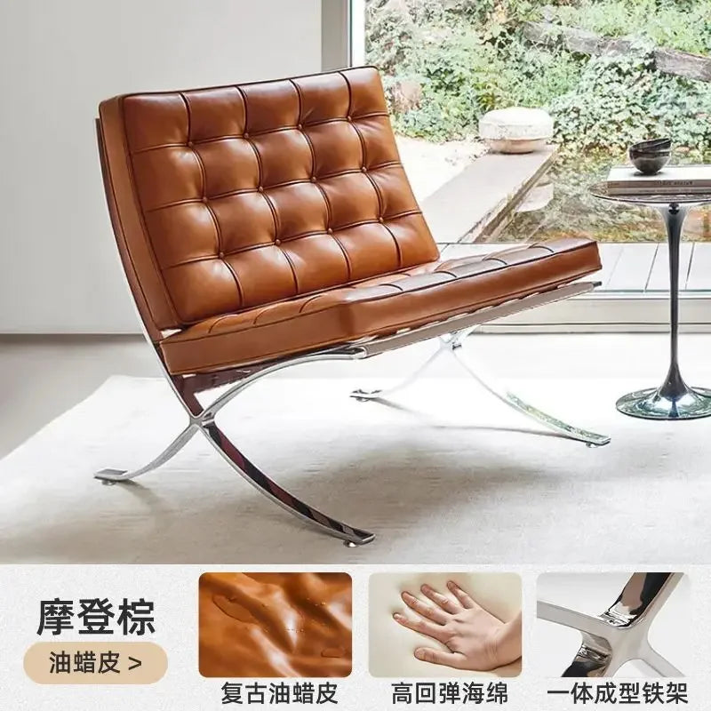 Single sofa, designer, Italian style, living room, leather, light luxury, leisure chair