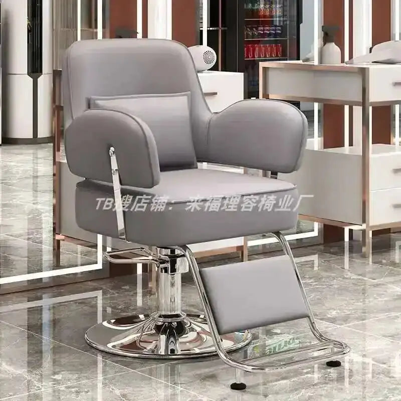 Furniture Fashionable Grey Barber Chair Glamour Elegant Barbería Professional Comfy Hairdressing Chair Modern Simple Silla De