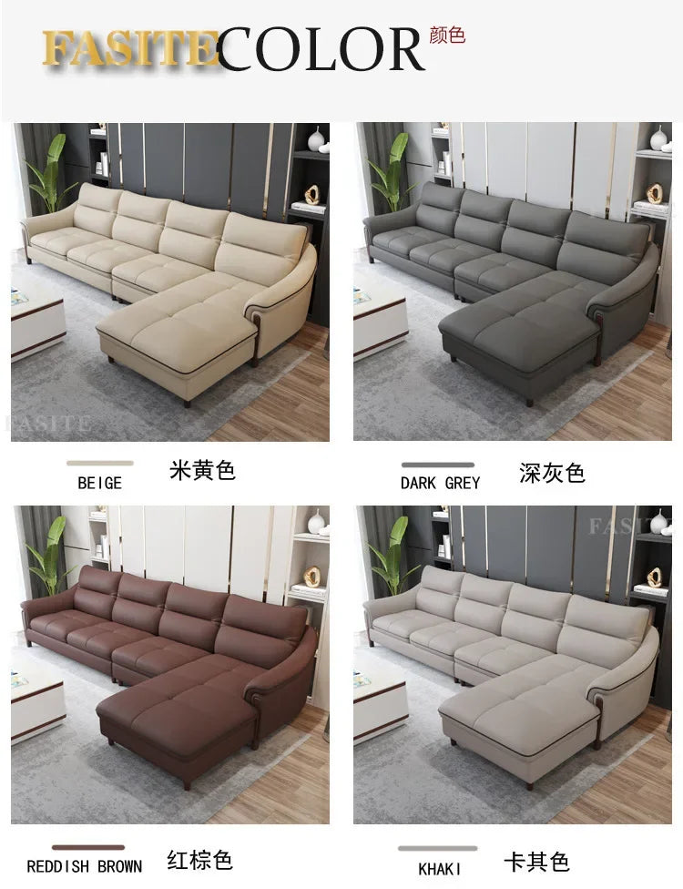 Sofa living room simple modern one layer cowhide corner combination furniture