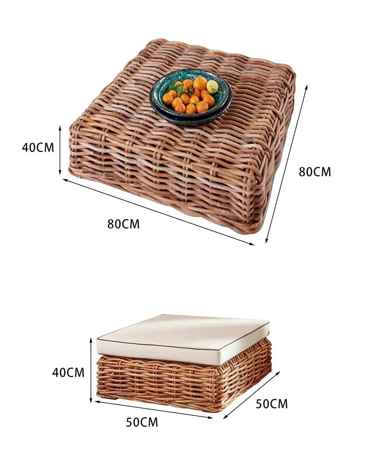 Outdoor sofa combination, courtyard tea table furniture, outdoor garden, waterproof, sun protection, rattan weaving, leisure