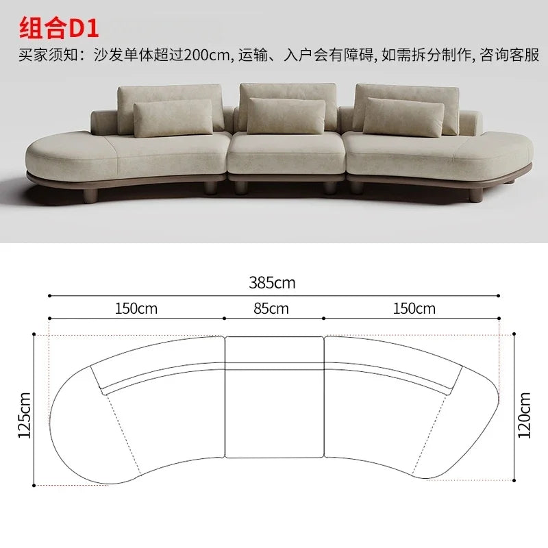 B73 Italian wabi-sabi palm beach fabric sofa living room modern simple curved light luxury, reception sofa