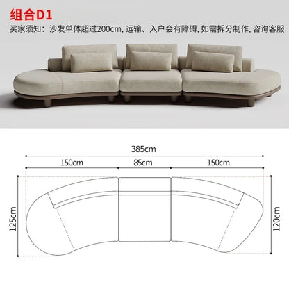 B73 Italian wabi-sabi palm beach fabric sofa living room modern simple curved light luxury, reception sofa