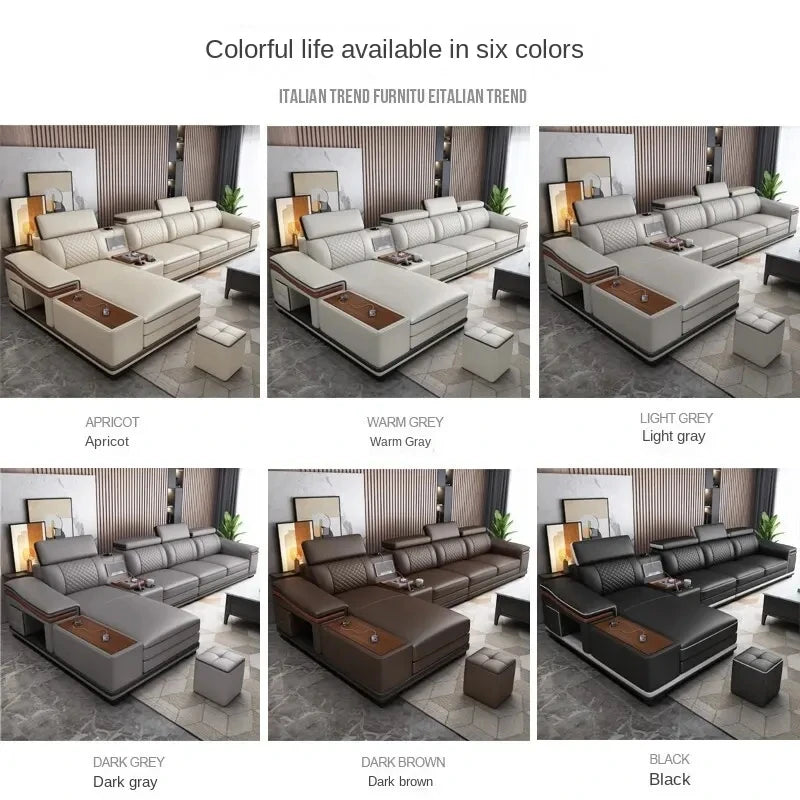 Luxury Charging  Sofas Bed U Shaped Sectional Furniture 7 Seat Modern European Fabric Living Room Sofas Set