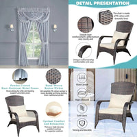 Rattan Outdoor Dining Chairs with Cushions, Wide Armrest and Lumbar Pillow, Single Wide Wicker Patio Furniture for Comfortable D