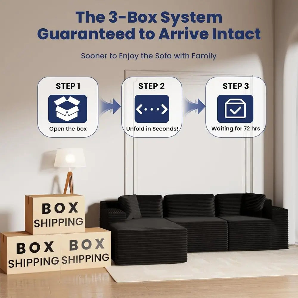 108" Cloud Sectional Couch Sofa with L-Shape Chaise, Modern Modular Sofa Couch Upholstered Couches for Living Room Bedroom, No A