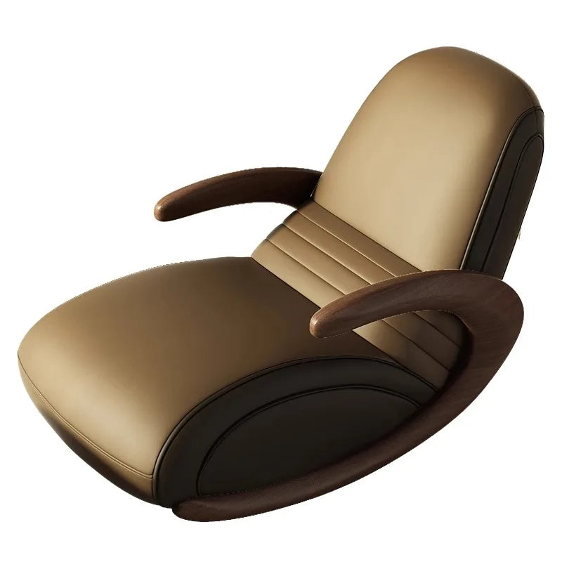 Accent Lazy Sofa Relax Armchairs Free-standing Home Lounge Balcony Furniture Modern Solid Wood Rocking Recliner Backrest Chair