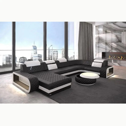New Arrival New Arrival Italian Style Modern Design Leather Furniture U Shape Sectional Sofa With LED Light For Living Room Sofa