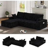 108 Inch L-Shape Sectional Sofa with 3-Seat Cloud Cushion Couch and Oversized Chaise Lounge for Living Room and Office