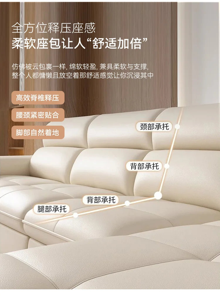 Leather sofa modern simple living room size apartment concubine solid wood combination imported first-layer cowhide sofa