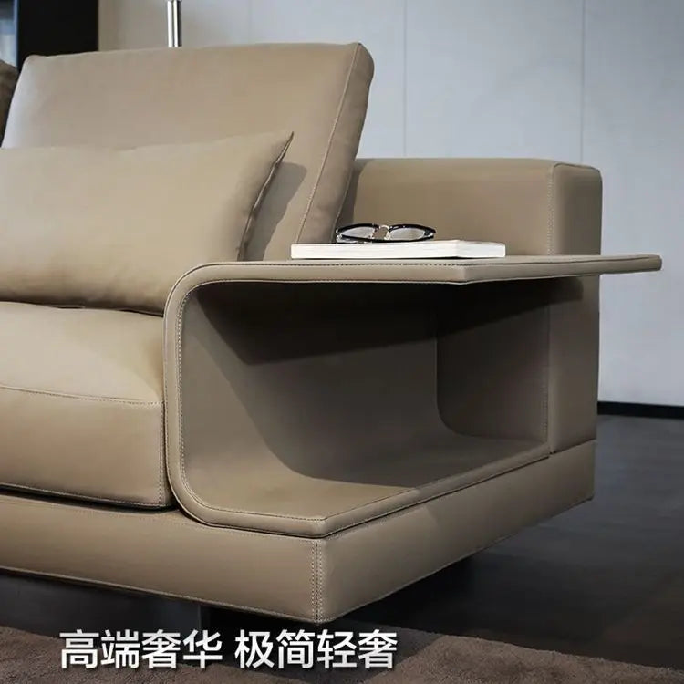 Italian minimalist sofa Connery leather Italian living room leather Nordic light luxury furniture cowhide