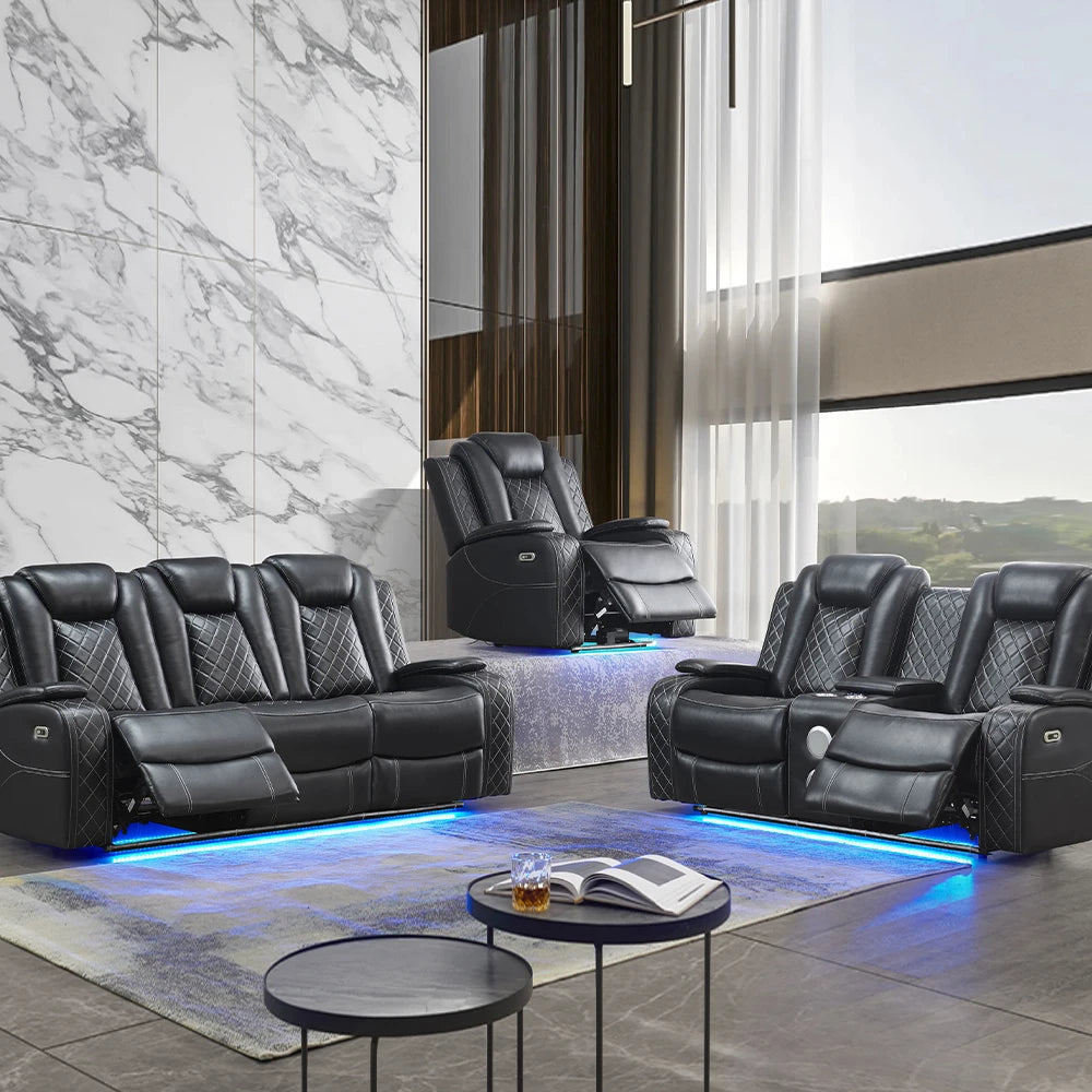 Power Reclining Sofa with Wireless Charging, LED, Speakers & Reading Light