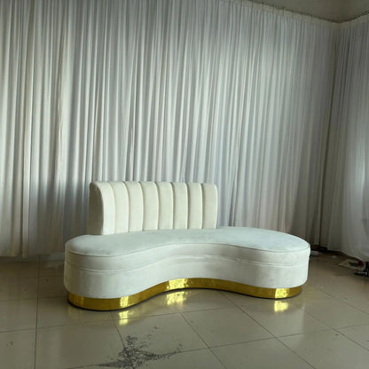 Light luxury flannel three-person sofa designer beauty salon clubhouse reception leisure modern curved sofa