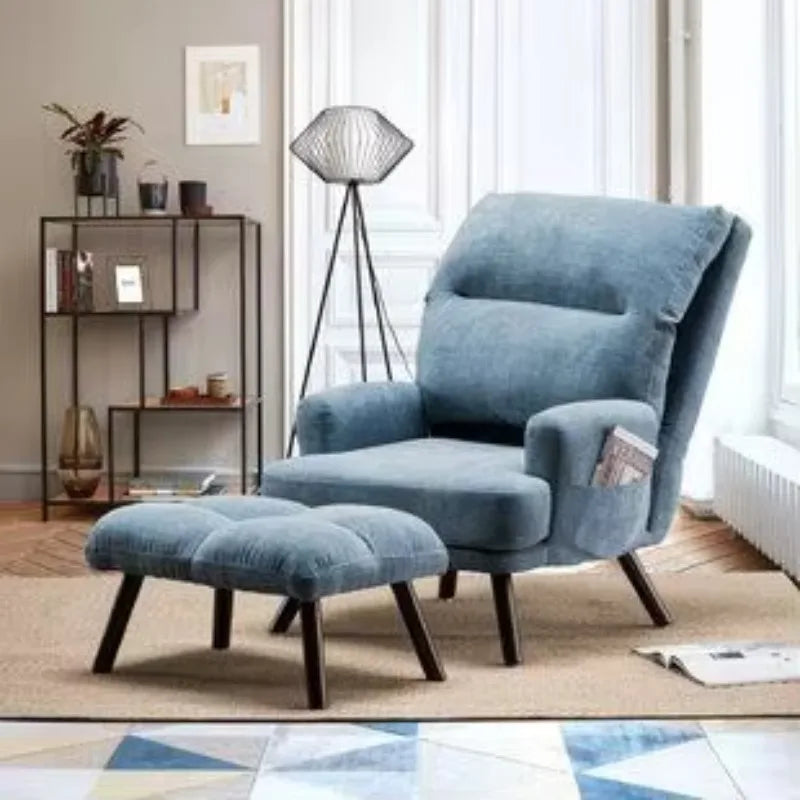 Factory Wholesale Modern Simple Minimalist Velvet comfort Fabric Leisure Reclining Lounge Wooden Living Room Chair