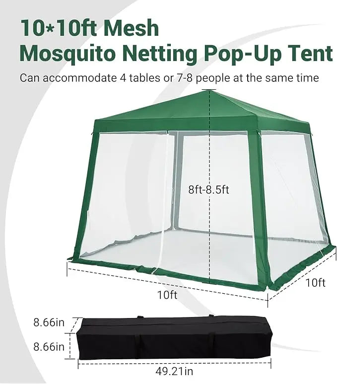 Easy Pop-Up Canopy, Outdoor Screen Tent with Mesh Mosquito Netting Side Walls, Pop Up Tent, Waterproof for Camping Party Yard