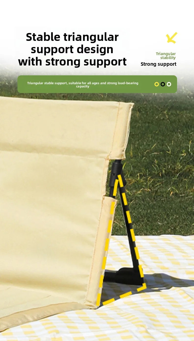 Outdoor Aluminum Alloy Support Pole Lawn Chair Camping Portable Lazy Cushion Extended Folding Backrest Grass Chair