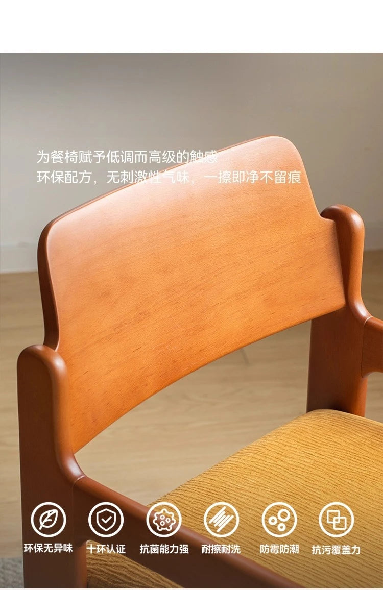 French retro solid wood dining chair home simple designer chair bedroom fabric medieval backrest single chair