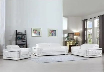 Furniture Usry Top Grain Italian Leather Set with Multi-Position Adjustable Headrests, Elegant Contemporary Design