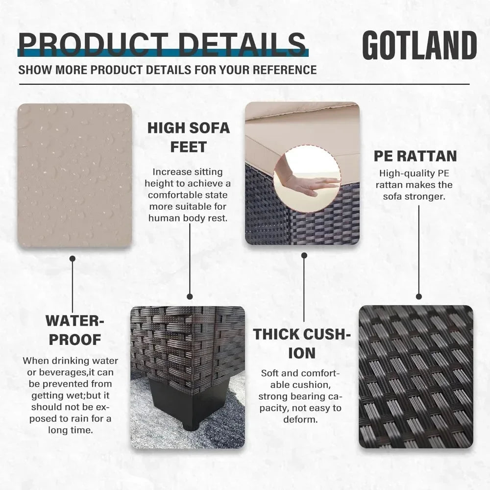 8 Piece Outdoor Patio Furniture Set with Gas Fire Pit Table, 55,000 BTU Auto-Ignition Firepit w/Glass Wind Guard