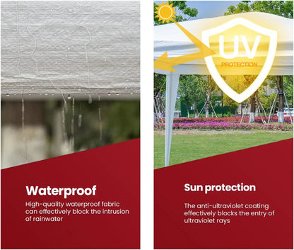 10x10 Gazebo Waterproof Outdoor Canopy Patio Tent for Wedding BBQ Party, Durable and Easy Setup