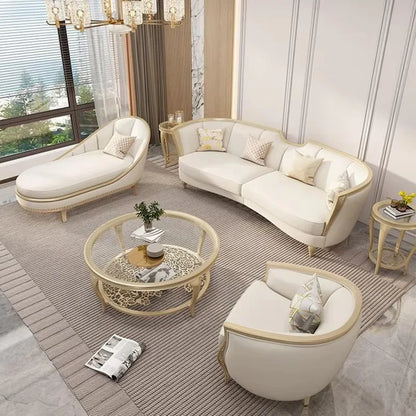 Solid wood sofa combination large villa sofa cream style living room combination sofa