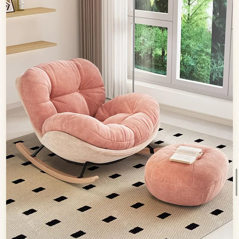 Eggshell Rocking Chair for Home Living Room Single Sofa Lazy Chair Balcony Leisure Chair Girls Pink Rocking Chair
