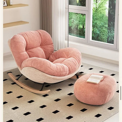 Eggshell Rocking Chair for Home Living Room Single Sofa Lazy Chair Balcony Leisure Chair Girls Pink Rocking Chair