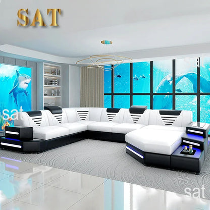 For Customizable Wholesale Leather Sofa Bed 7 Seater Sectional Couch Sofa Set Bed