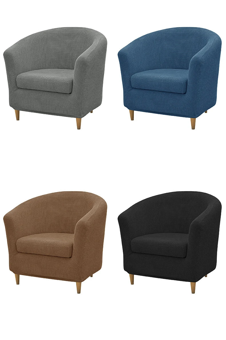 2pcs/set Jacquard Stretch Club Armchair Slipcover 1pc Barrel Tub Sofa Cover + 1pc Polar Fleece Couch Cover Furniture Protector