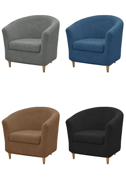 2pcs/set Jacquard Stretch Club Armchair Slipcover 1pc Barrel Tub Sofa Cover + 1pc Polar Fleece Couch Cover Furniture Protector
