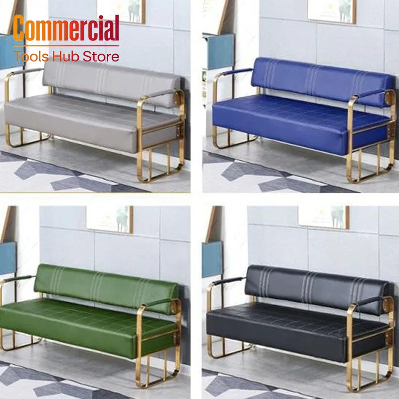Sofa Barber Shop Waiting Stainless Steel Sofa Chair Fashion Hair Salon Hair Rest Chair Long