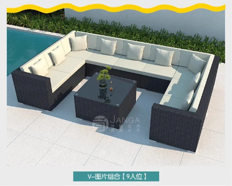 Outdoor villa courtyard sofa hotel B & B terrace waterproof sunscreen sofa furniture indoor and outdoor rattan weaving