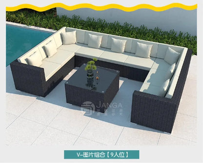 Outdoor villa courtyard sofa hotel B & B terrace waterproof sunscreen sofa furniture indoor and outdoor rattan weaving