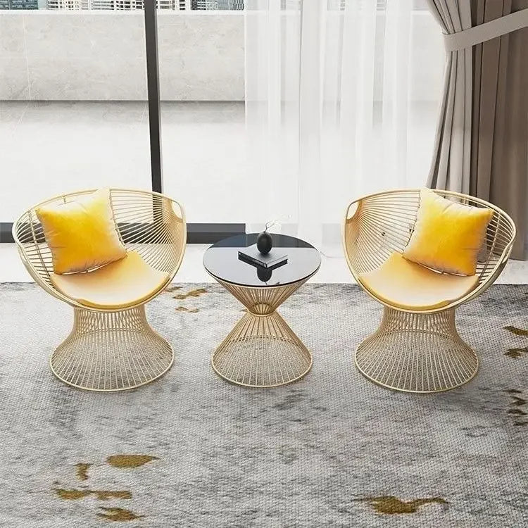Cream Style Single Sofa Chair Designer Light Luxury Living Room Reception Table Balcony Leisure Table Chair Three Piece Set