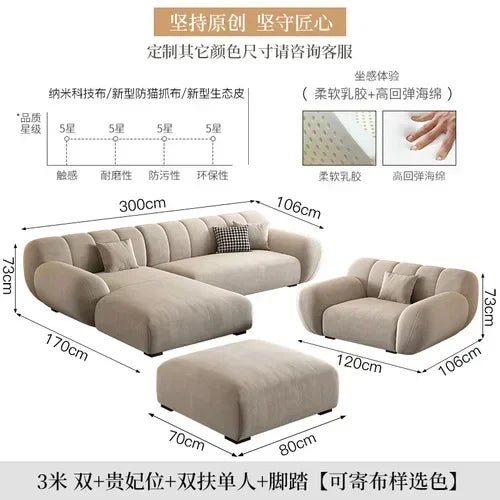 Fabric Living Room Sofas Modern Minimalist Sectional Modular Sofa Elegant Comfortable Canape  De Luxe Nordic Furniture