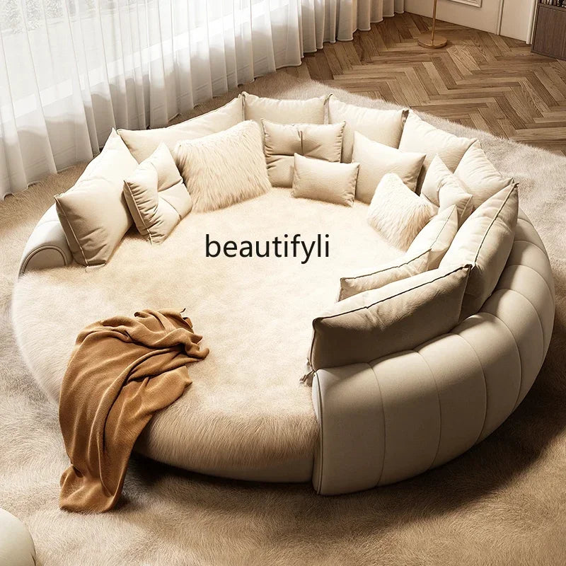 M71 round Bed Double Marriage Bed Modern Simple Home Hotel 2M Serena Large round Cream Wind Bed in Master Bedroom