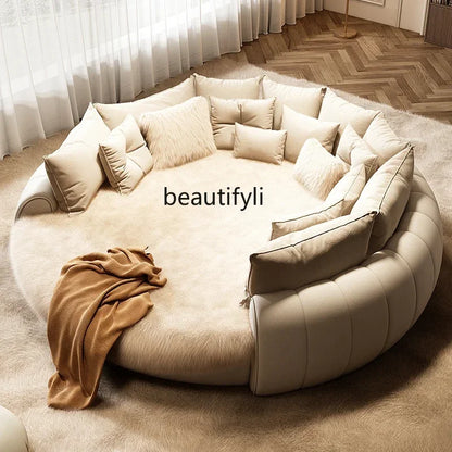 M71 round Bed Double Marriage Bed Modern Simple Home Hotel 2M Serena Large round Cream Wind Bed in Master Bedroom