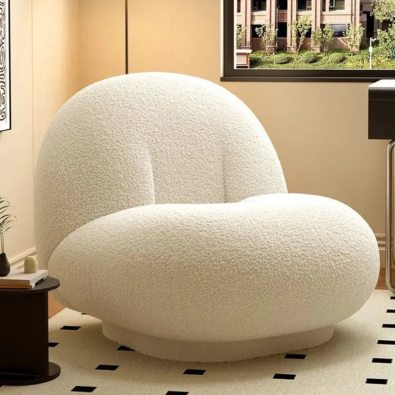 Cloud Lazy Sofa Chair Lamb Wool Fabric Sofa Chair Bedroom Single Lounge Chair Home Balconies Leisure Chairs Comfortable