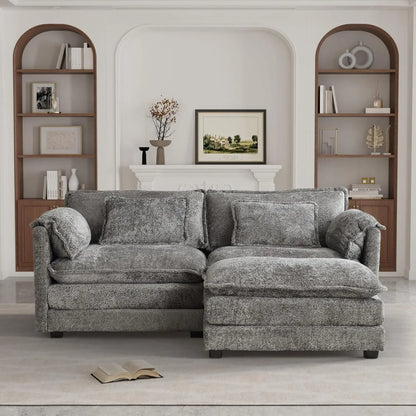 Cloud Sofa two Seats, for Apartment, Comfy Double Layer Upholstered Seat Cushion, Breathable Chenille Fabric, Black