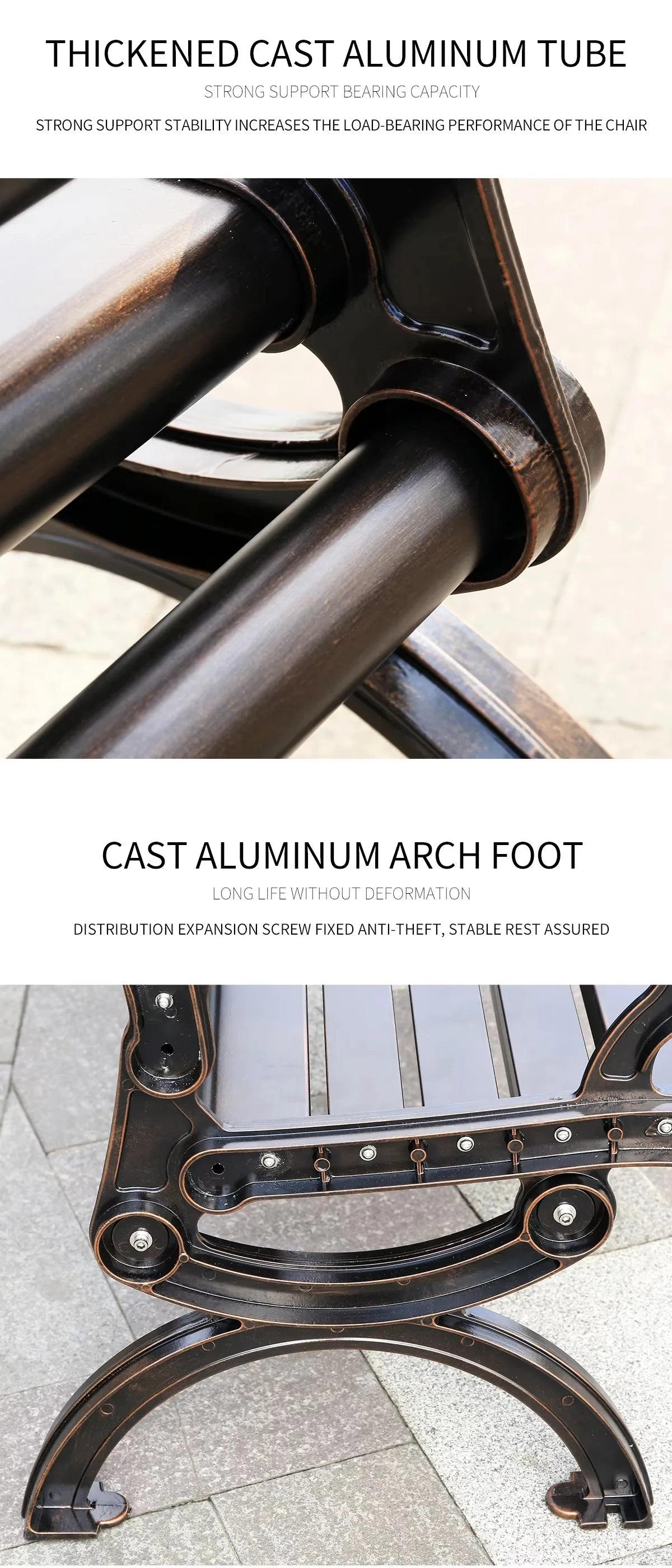 150CM Cast Aluminum Outdoor Bench Chair Patio Bench Metal Benches Park Bench for Garden Outdoor Patio Leisure