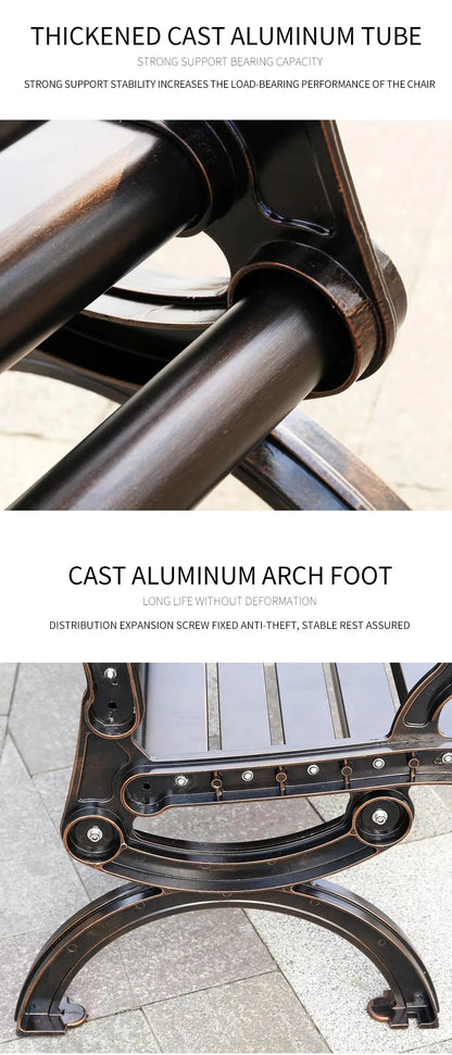 Cast Aluminum Bench Modern 150cm Outdoor Bench Chair Leisure Patio Bench Metal Benches Park Bench for Garden Outdoor Patio