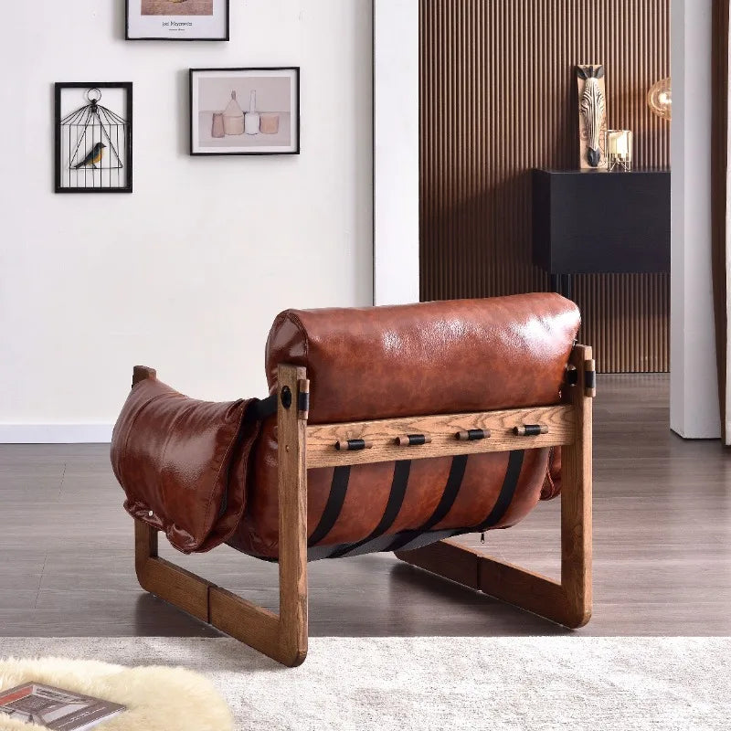 Solid Wood Single Sofa Chair with Modern Design Net Red Medieval Leisure Style for Home Furniture Jersey Living Room Chair