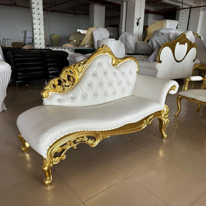 European sofa chair hotel villa club luxury sofa, bedroom beauty couch real wood carving flower chaise longue