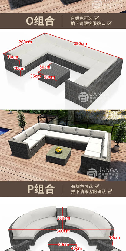Outdoor courtyard, office building, reception area, sales center, round sofa, outdoor rattan chair, negotiation of large